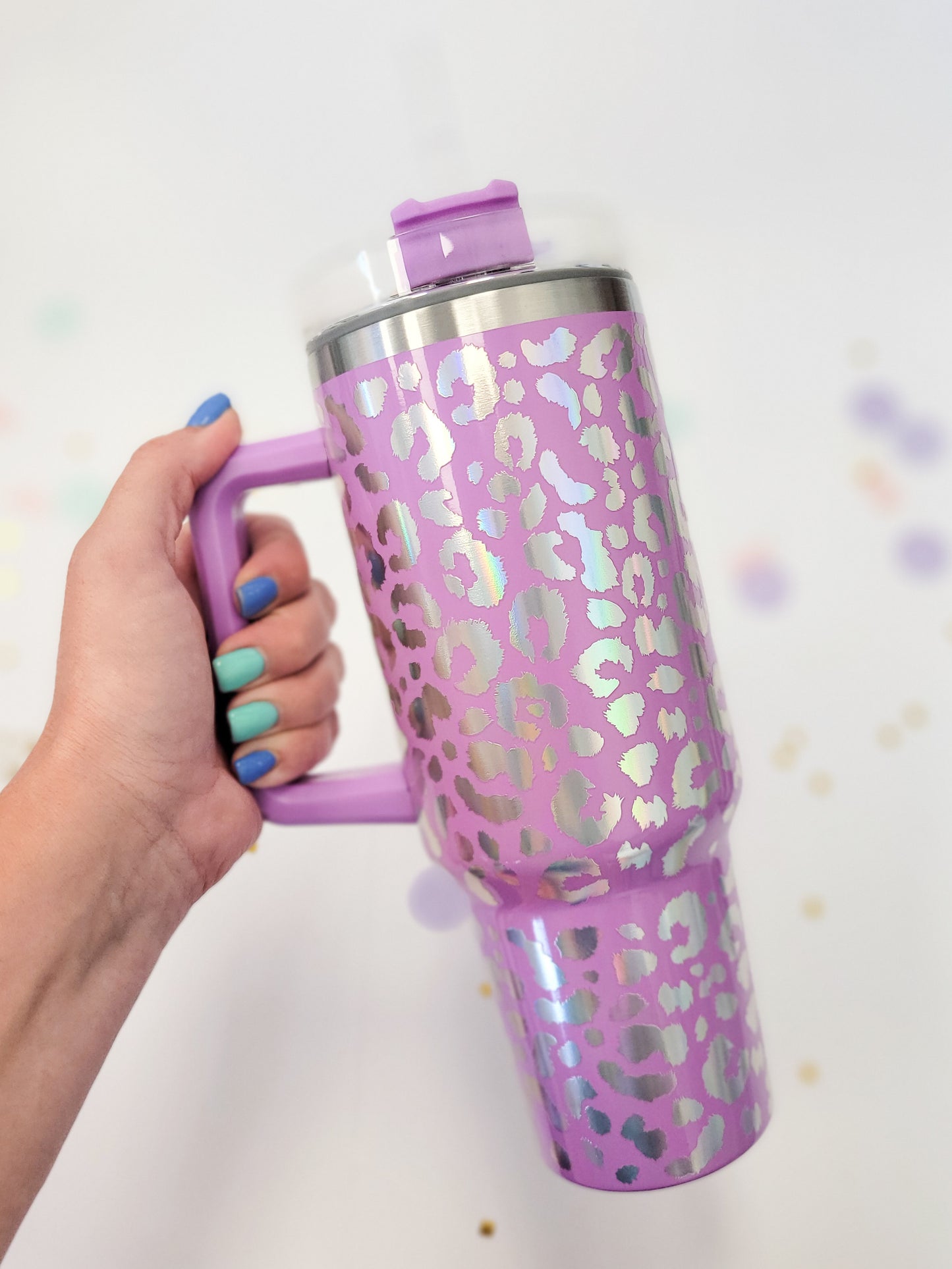 Holographic Leopard Print 40 Oz  Tumbler (Multiple Colors Available)