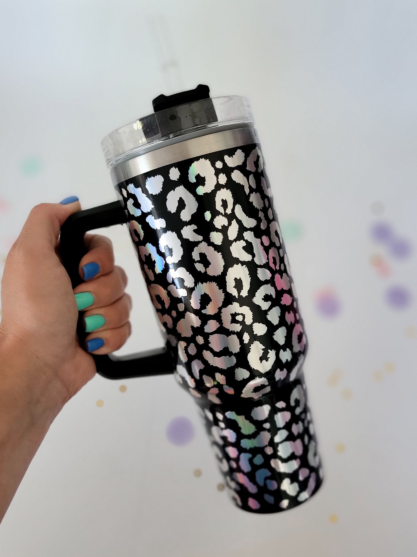 Holographic Leopard Print 40 Oz  Tumbler (Multiple Colors Available)