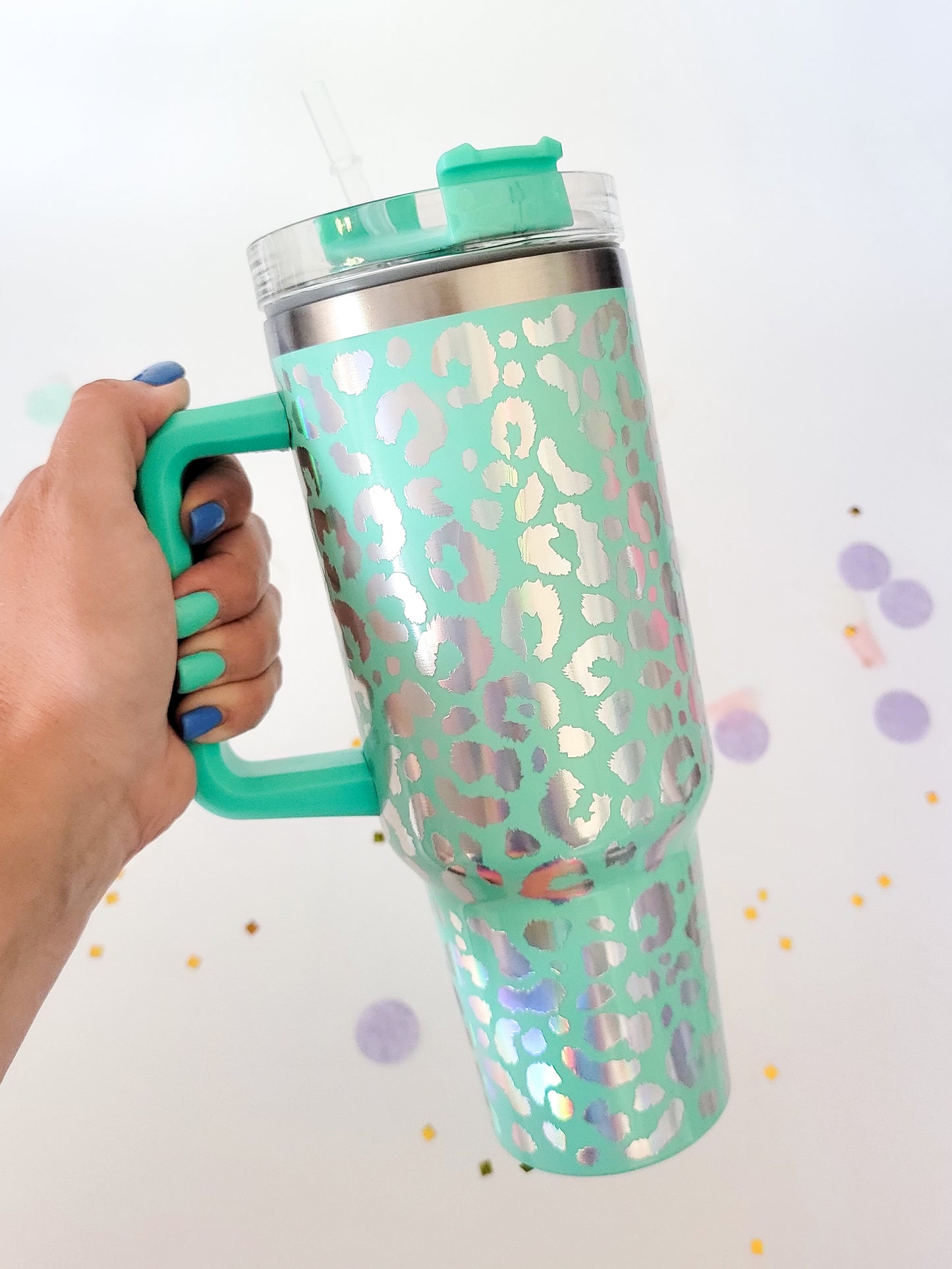 Holographic Leopard Print 40 Oz Stanley Dupe (Multiple Colors Available)
