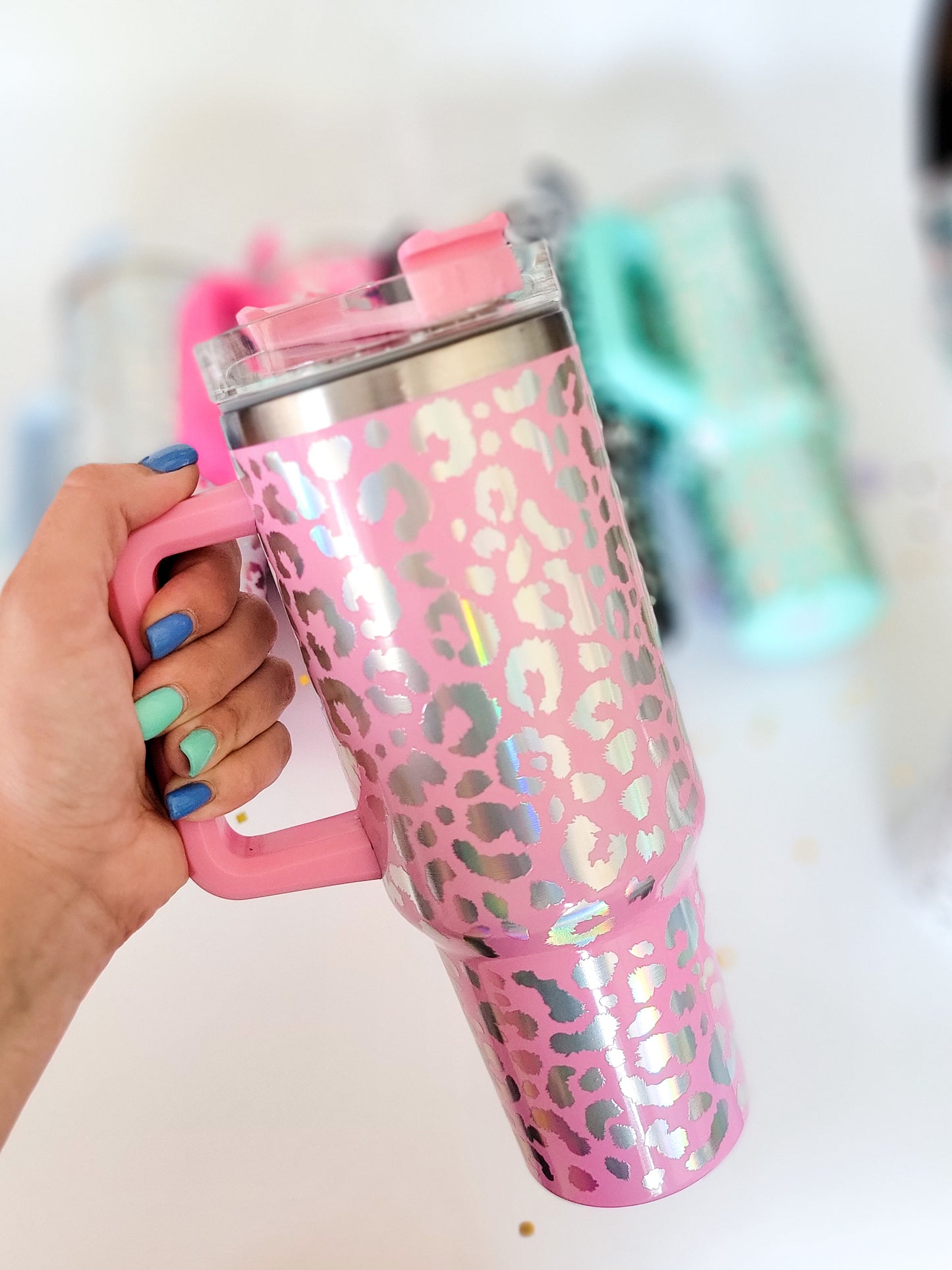 Holographic Leopard Print 40 Oz Stanley Dupe (Multiple Colors Available)