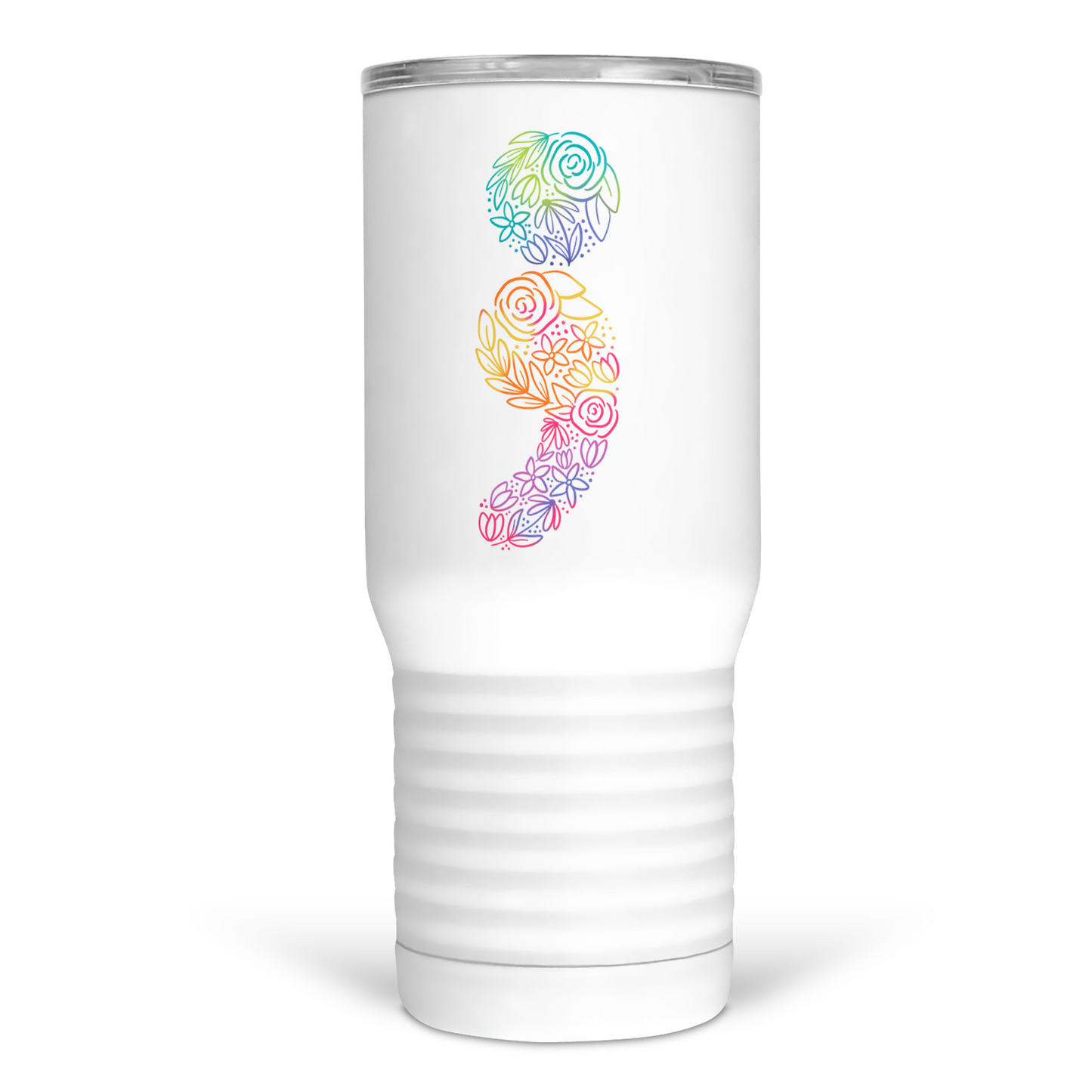 Floral Semicolon 20 Oz Travel Tumbler