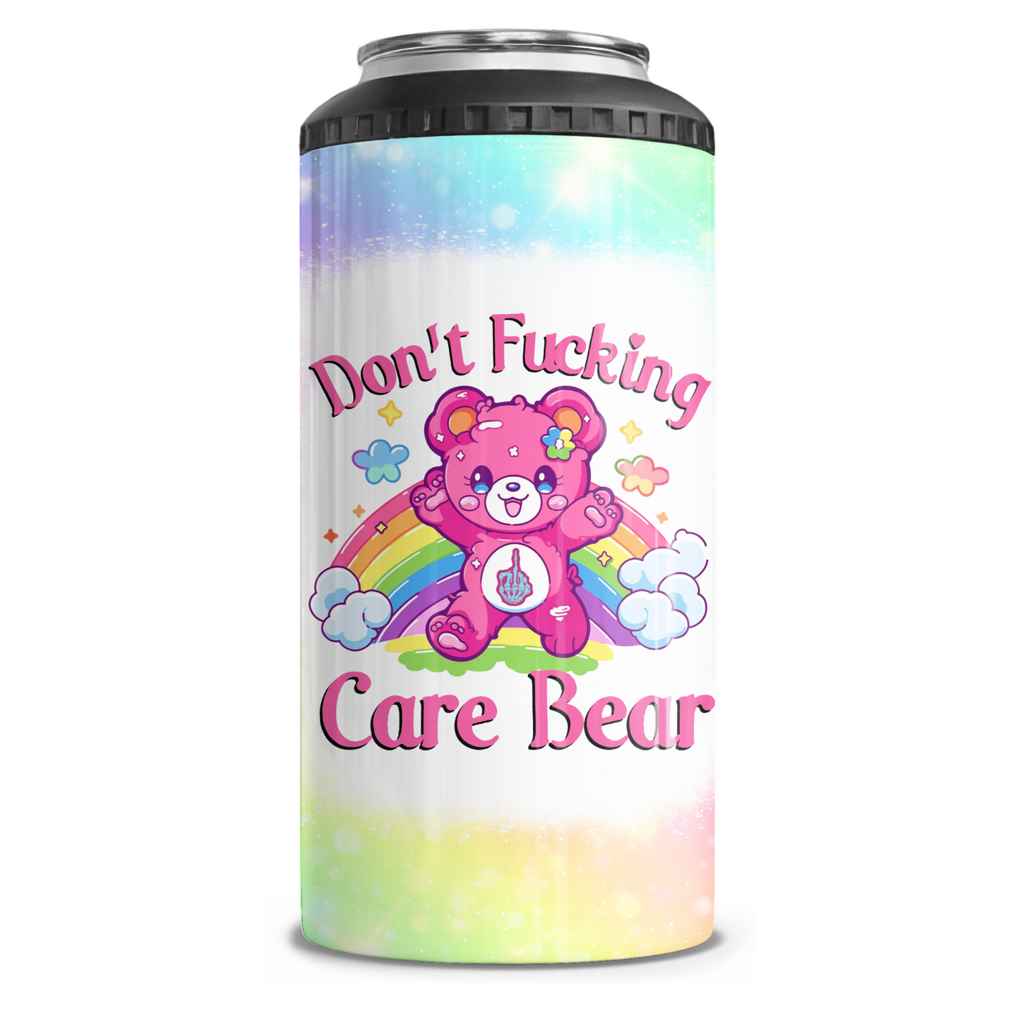 Don't Fucking Care Bear 4 in 1 Can Cooler