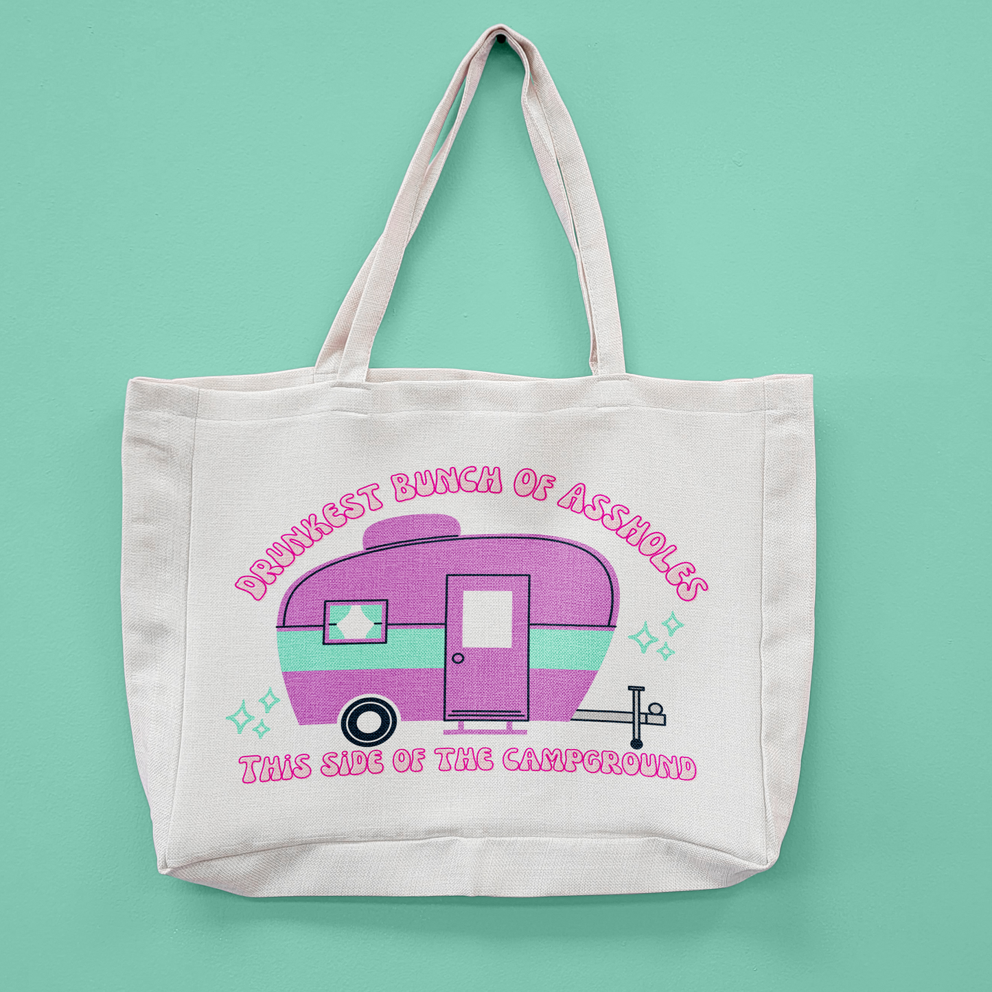 Funny Camping Oversized Tote Bag