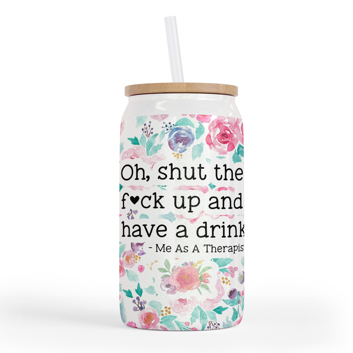 Funny Therapist 16 Oz Shimmer Glass Jar