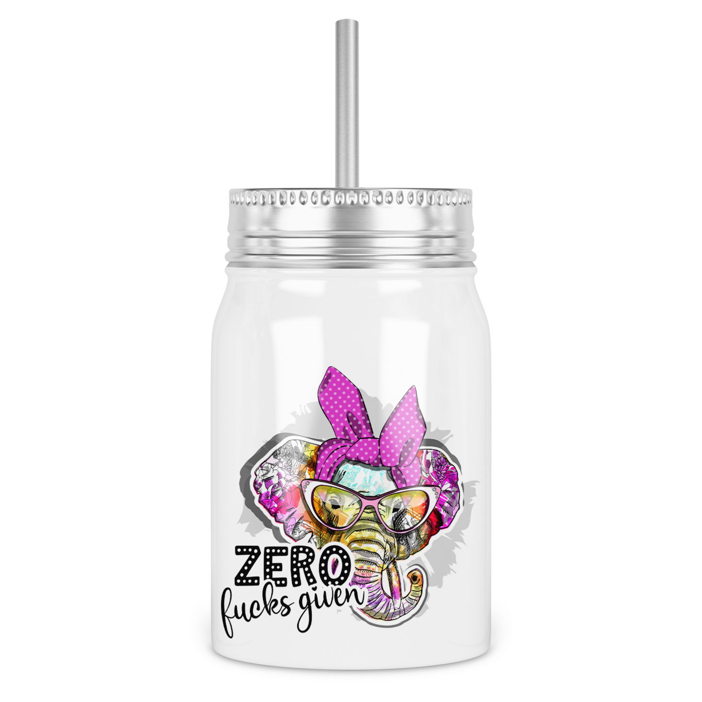Zero Fucks Given Mason Jar With Lid