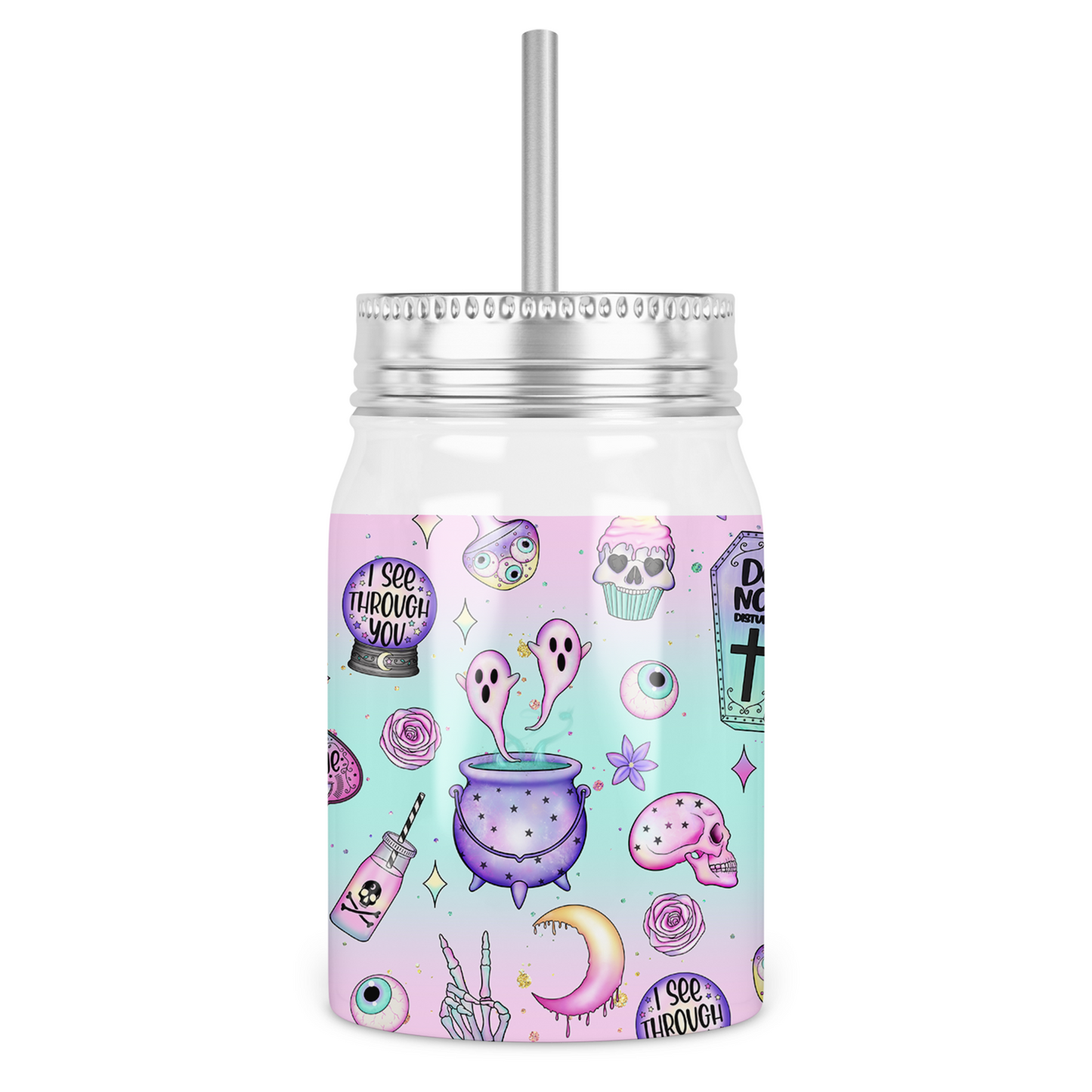 Pretty Halloween Mason Jar With Lid