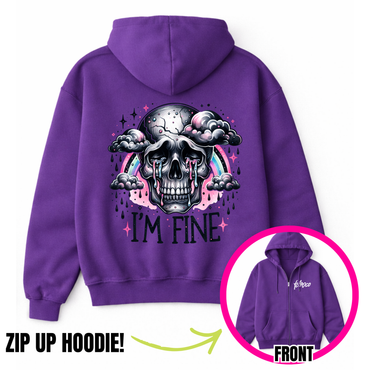 I'm Fine Skeletone Zip-Up Hoodie