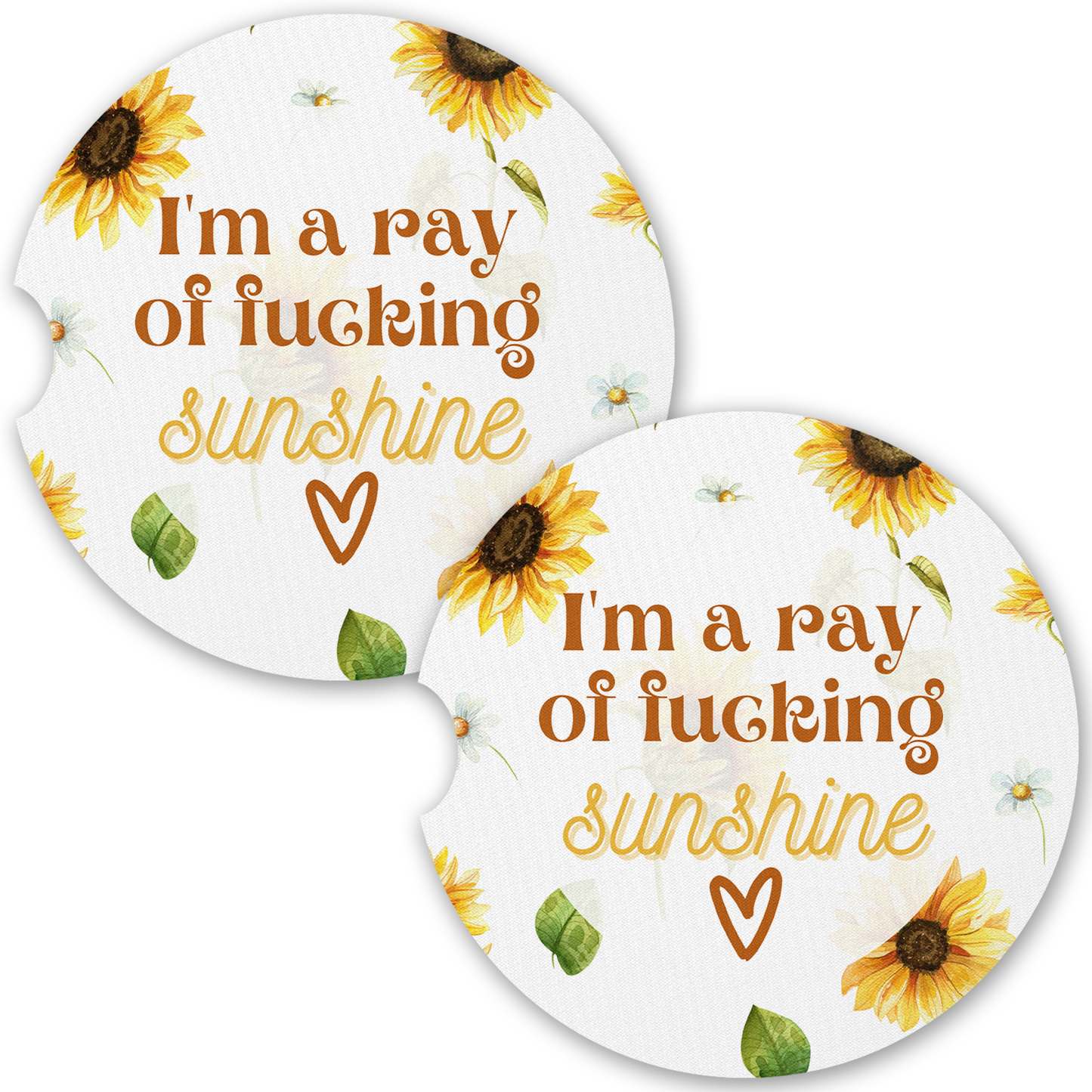 I'm A Ray Of Fucking Sunshine Sandstone Car Coaster Set (Set of 2)