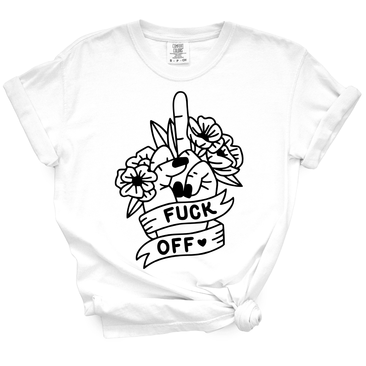 Fuck Off Floral Middle Finger TShirt