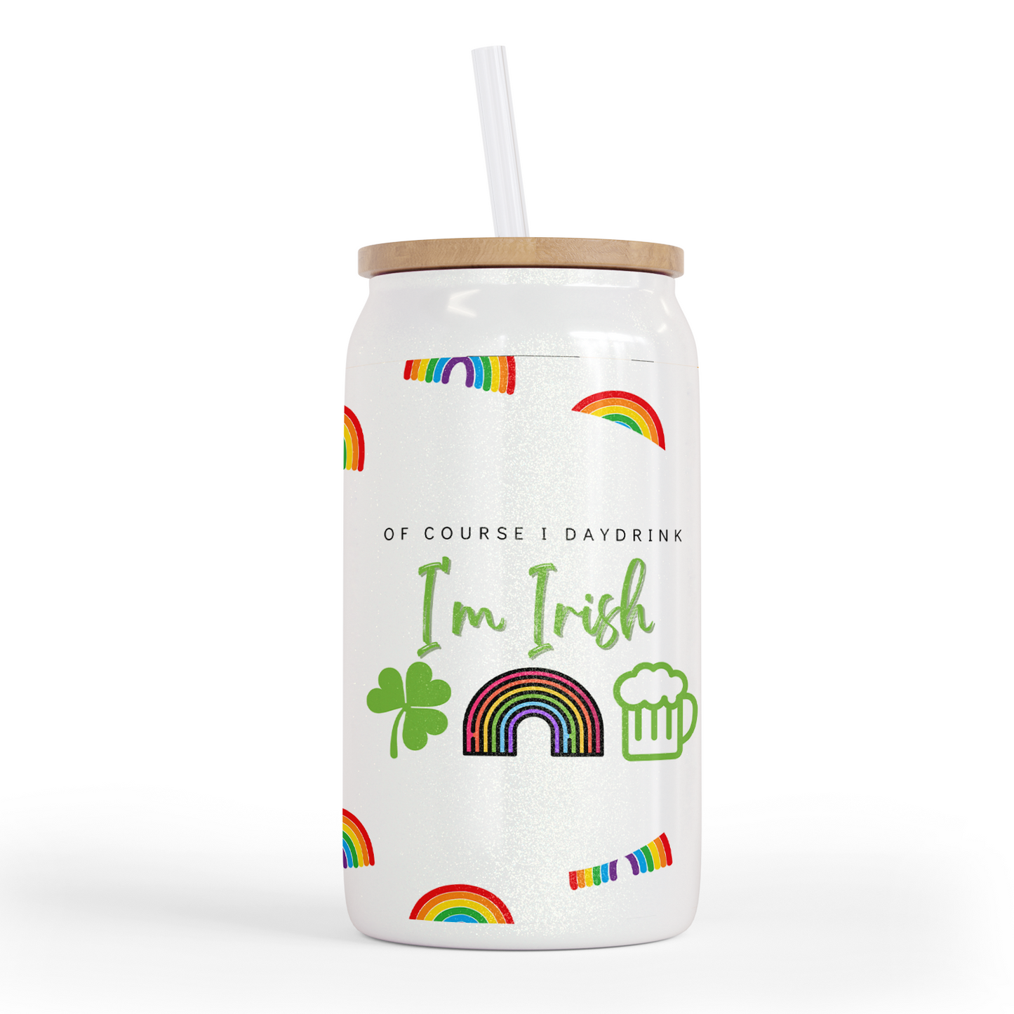 Funny Irish St. Patrick's Day 16 Oz Shimmer Glass Jar