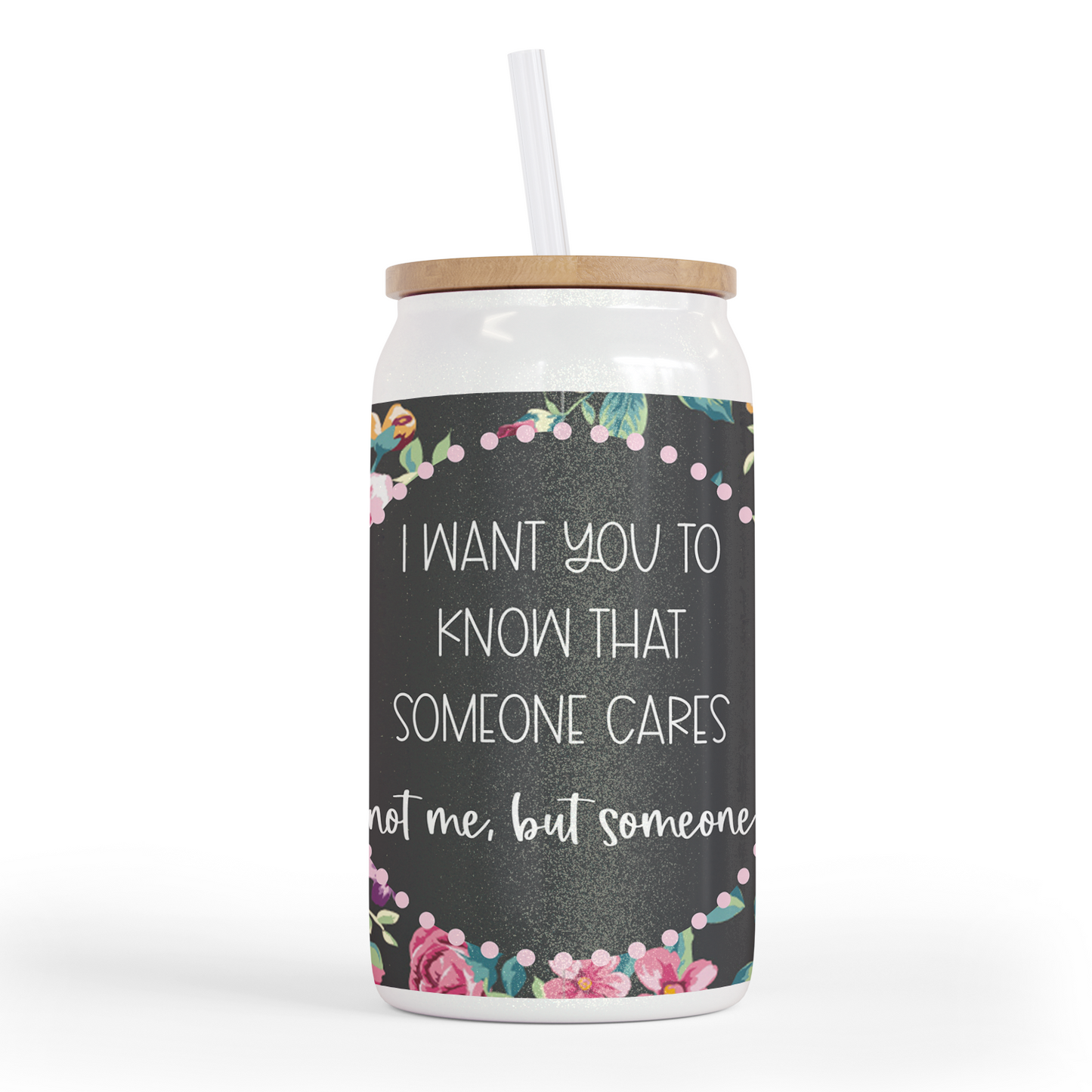 Someone Cares, Not Me Funny 16 Oz Shimmer Glass Jar