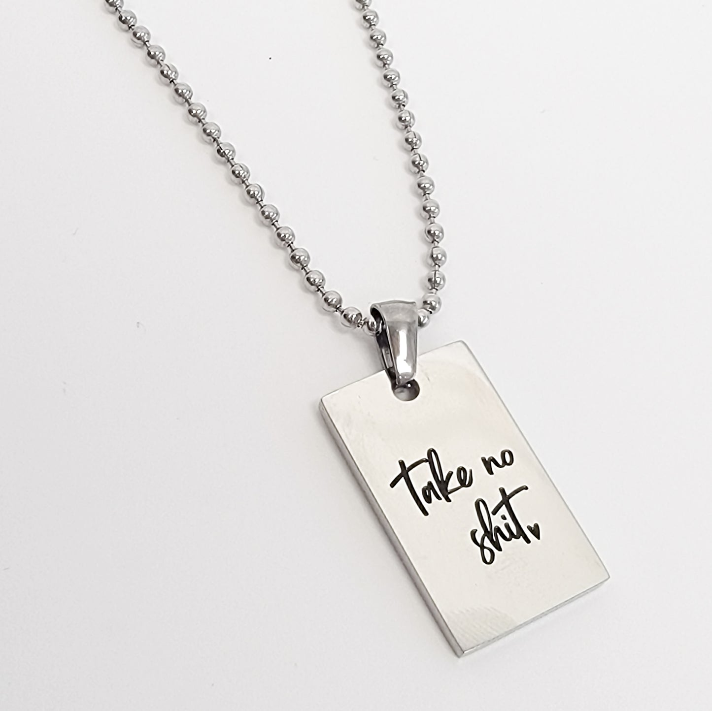 Take No Shit Engraved Necklace