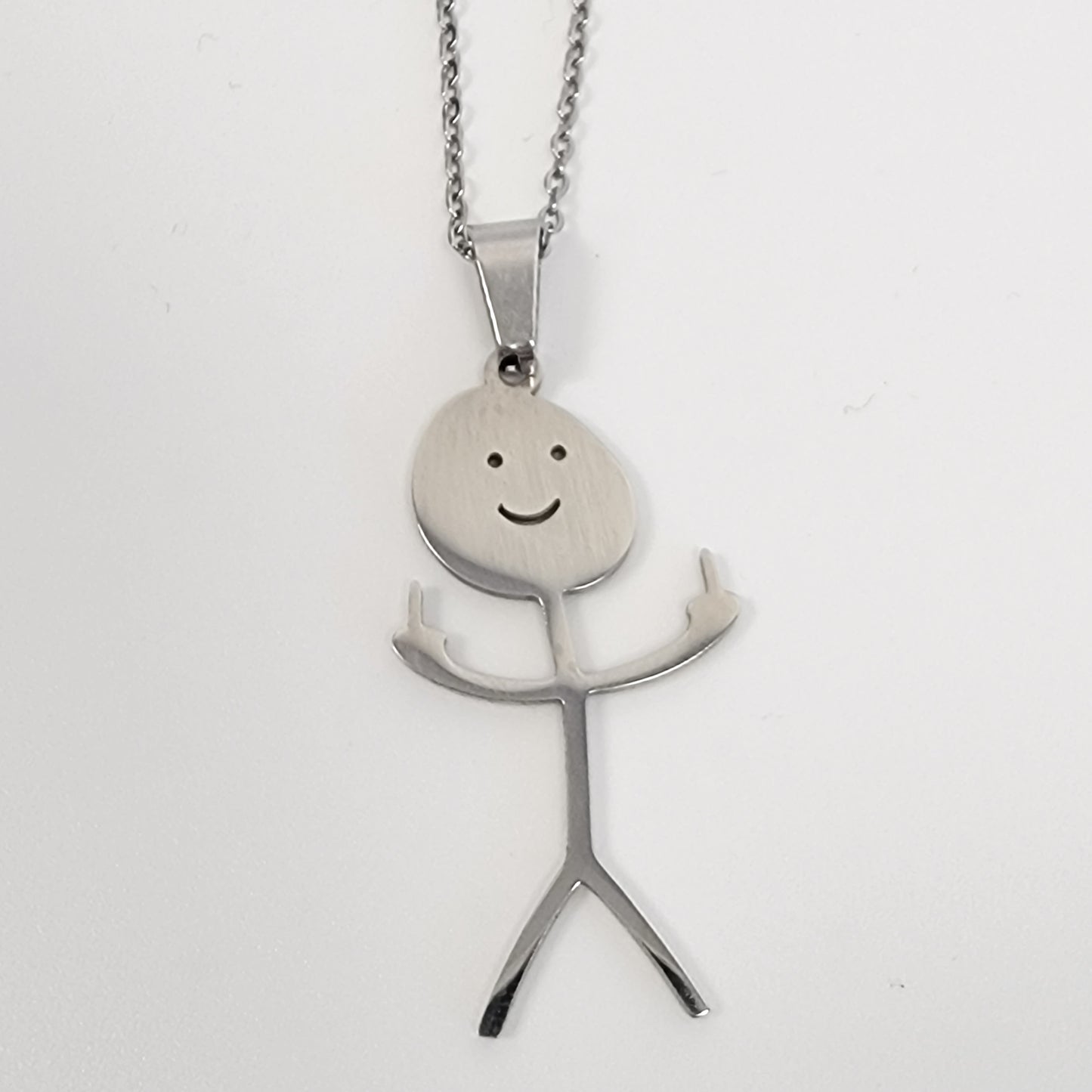 Cute Middle Finger Stick Figure Necklace