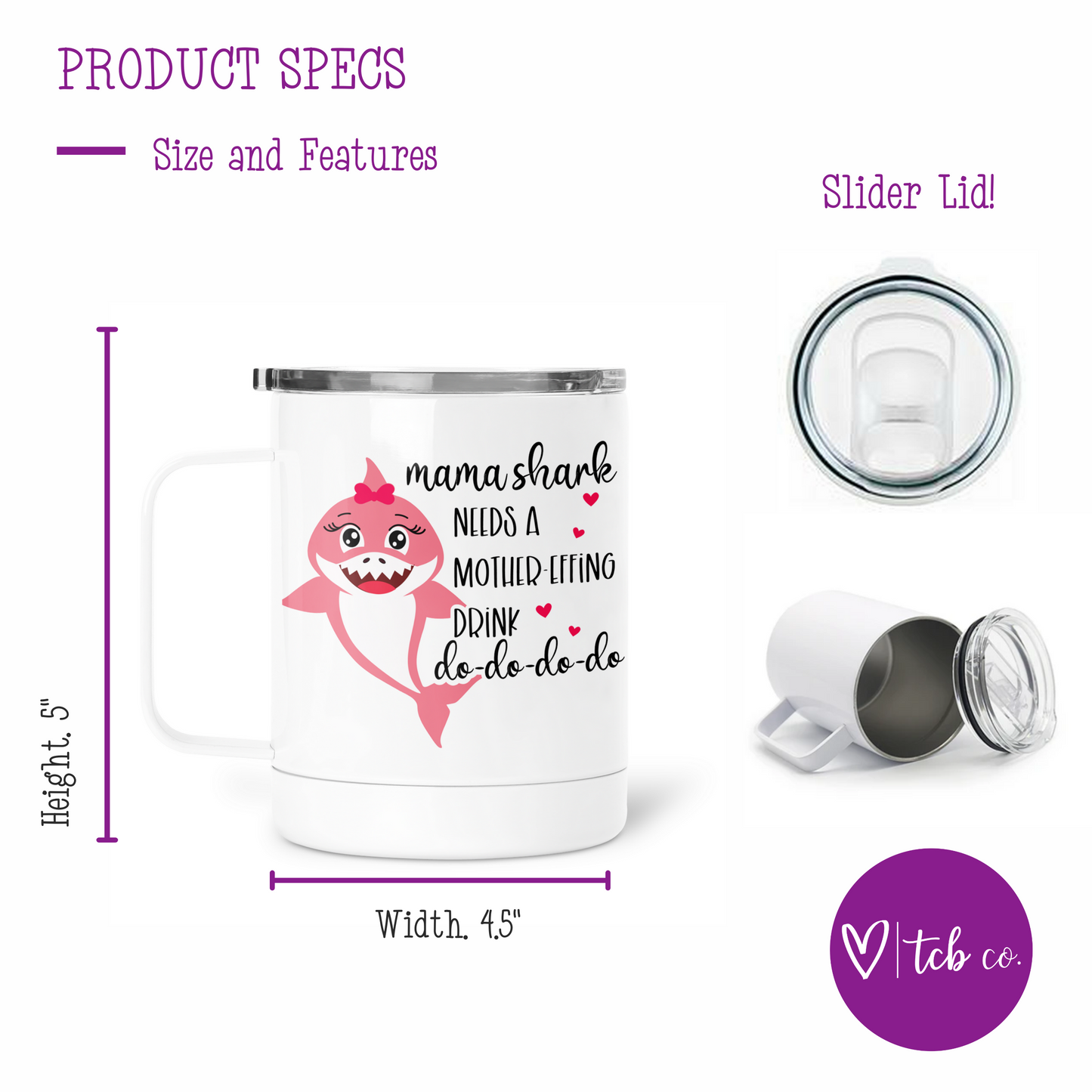 Mama Shark Needs A Drink Mug With Lid