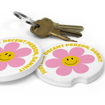 Just Be A Decent Person, Damnit Car Coaster Set (Set of 2)