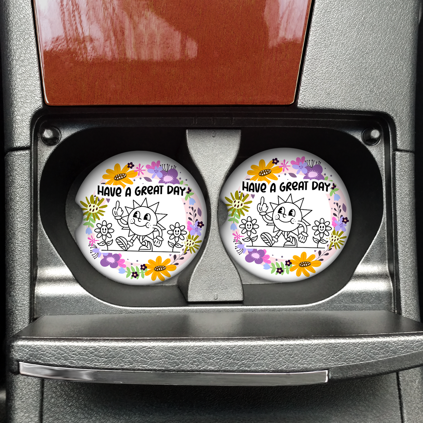 Have A Great Day Car Coaster Set (Set of 2)