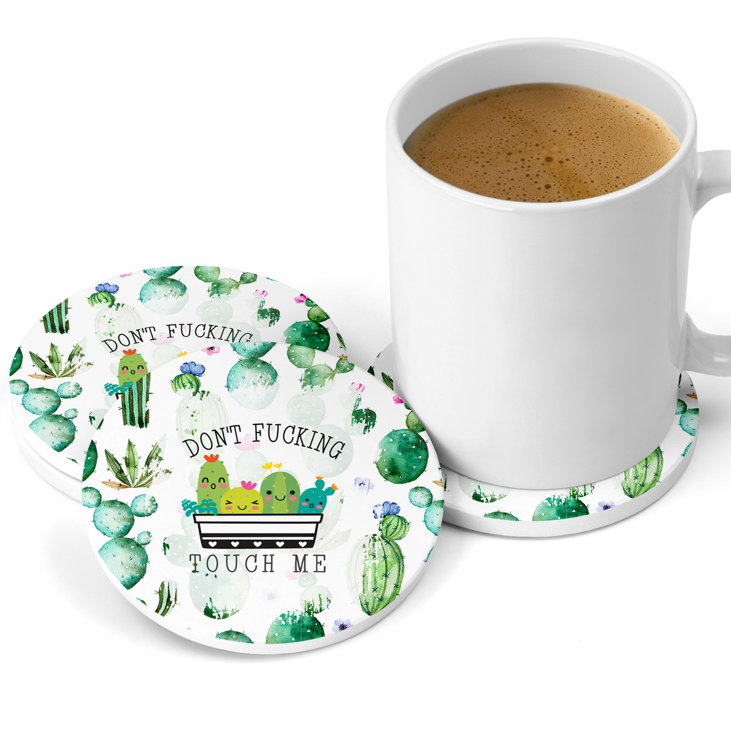 Don't Fucking Touch Me Sandstone Coaster Set