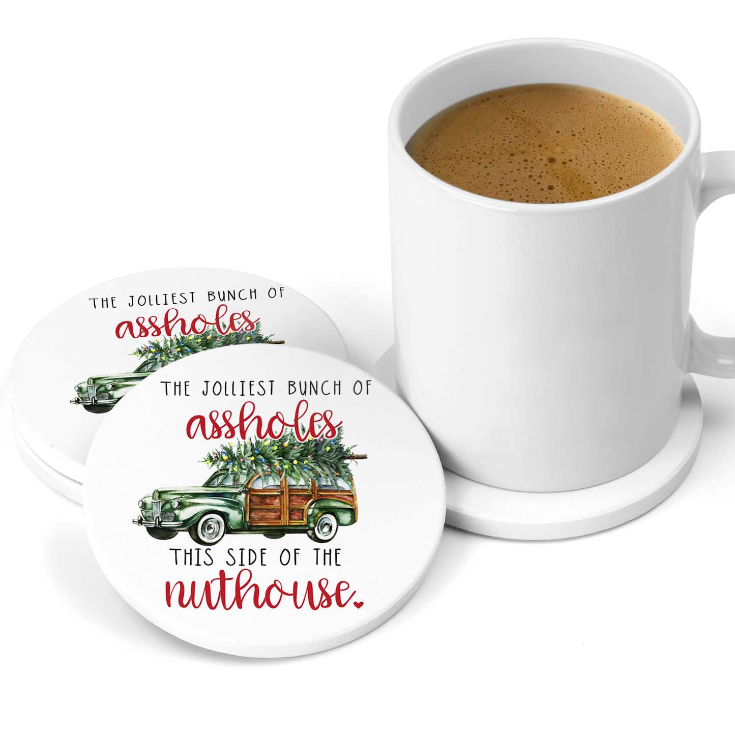 Jolliest Bunch Of Assholes Sandstone Coaster Set