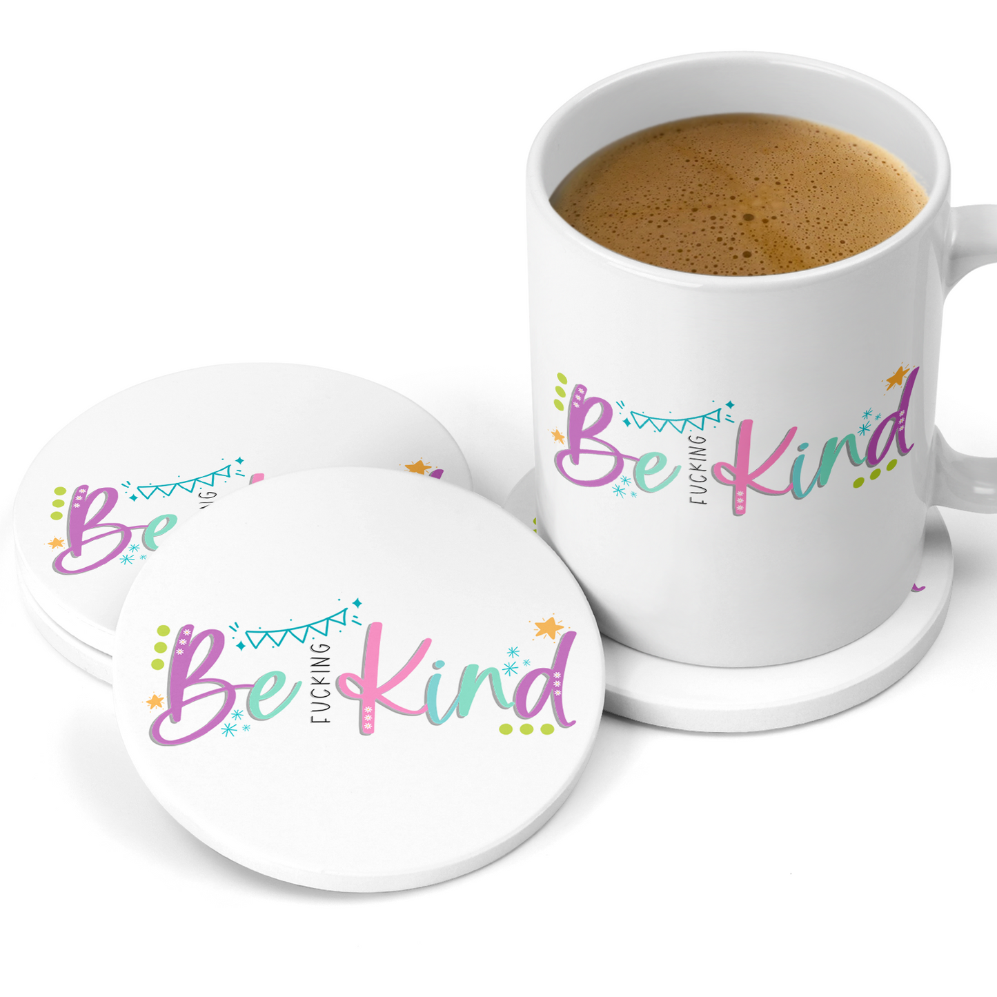 Be Fucking Kind Sandstone Coaster Set