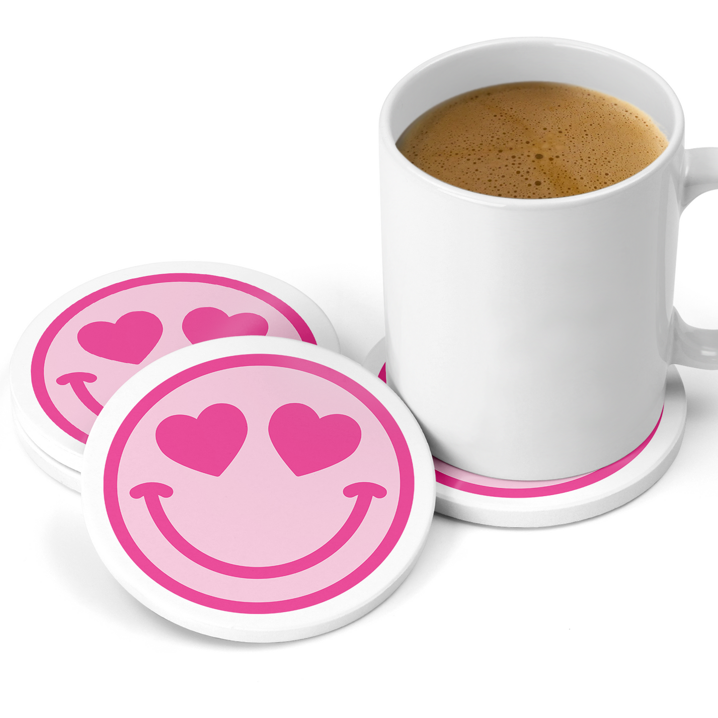 Heart Smile Sandstone Coaster Set