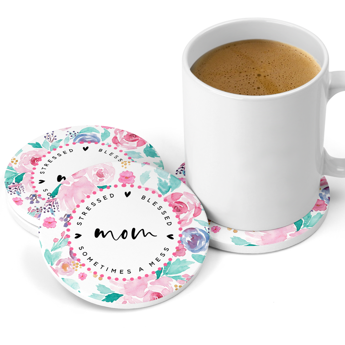 Stressed Blessed and Sometimes a Mess Mom Mousepad & Coaster Set