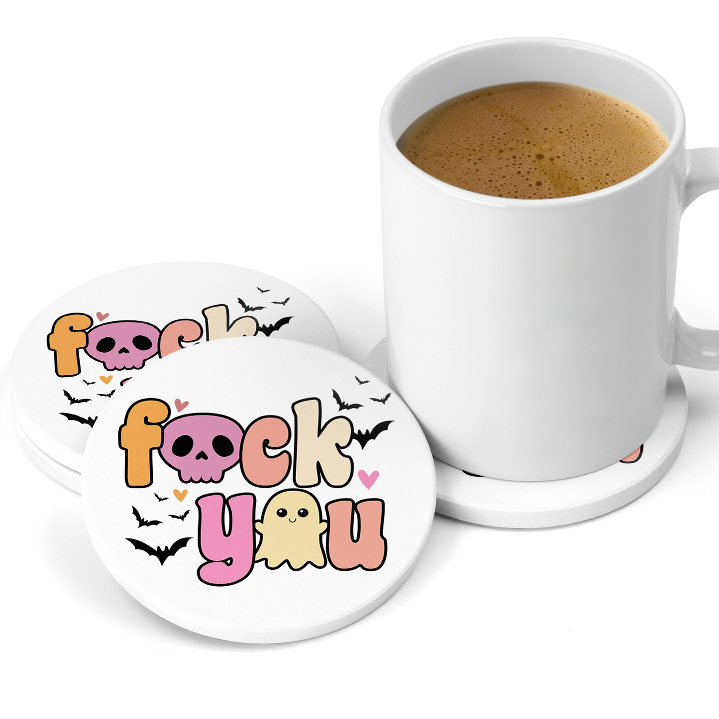 Fuck You Halloween Sandstone Coaster Set