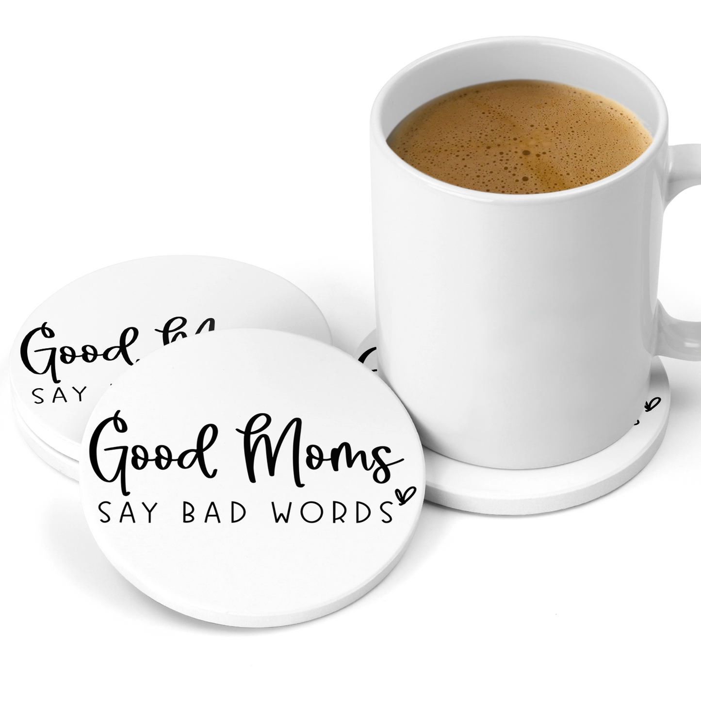 Good Moms Say Bad Words Sandstone Coaster Set