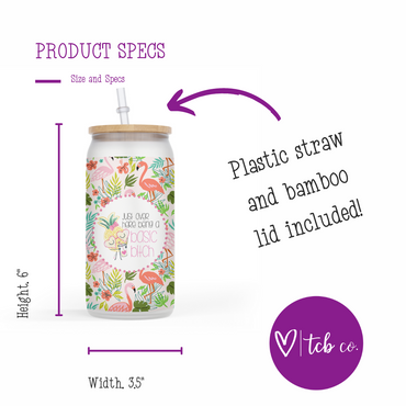 Just Over Here Being A Basic Bitch 16 Oz Shimmer Glass Jar