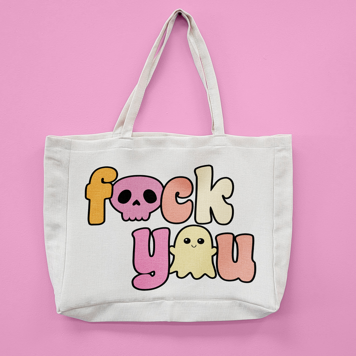 Fuck You Skull Oversized Tote Bag