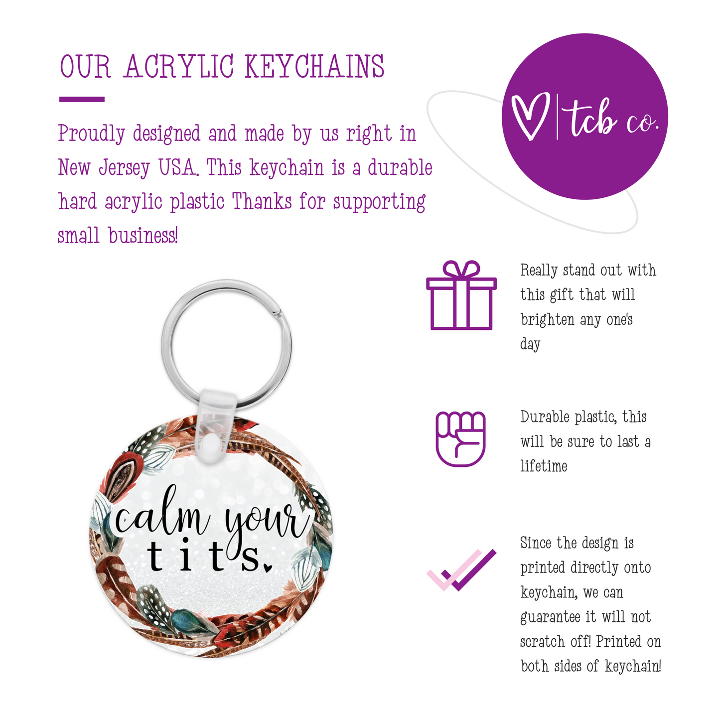 Calm Your Tits Keychain