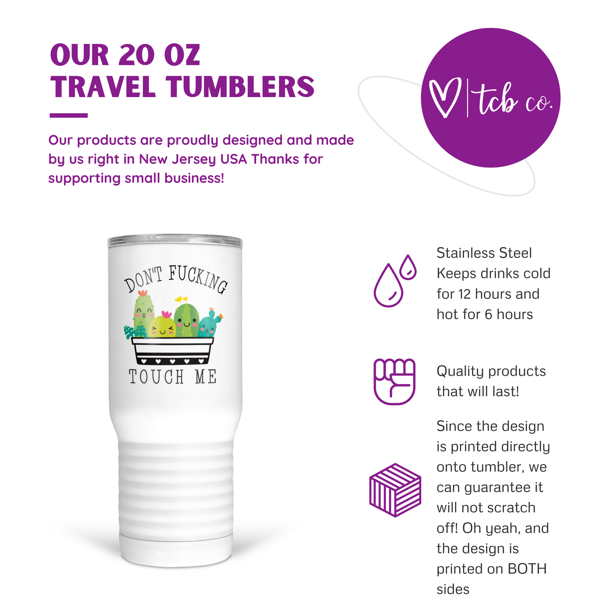 Don't Fucking Touch Me 20 Oz Travel Tumbler