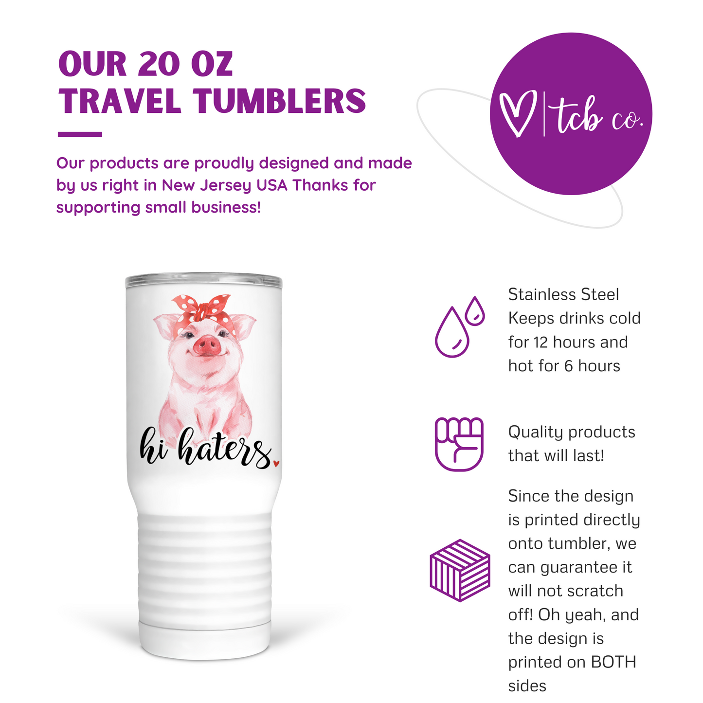 Hi Haters 20 Oz Travel Tumbler