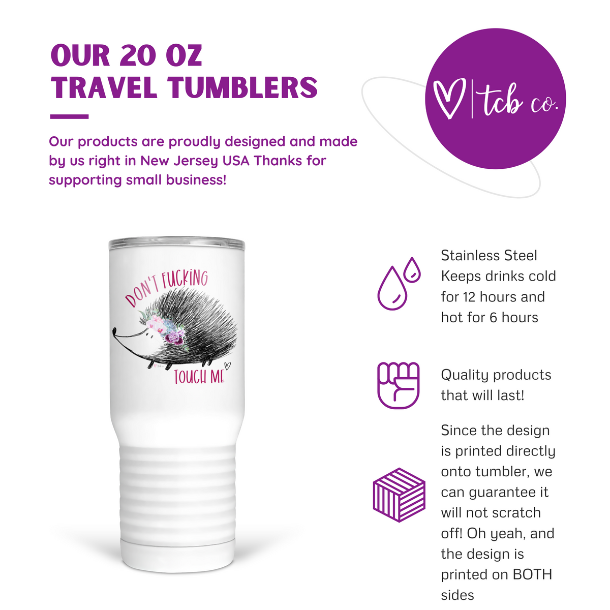 Don't Fucking Touch Me 20 Oz Travel Tumbler