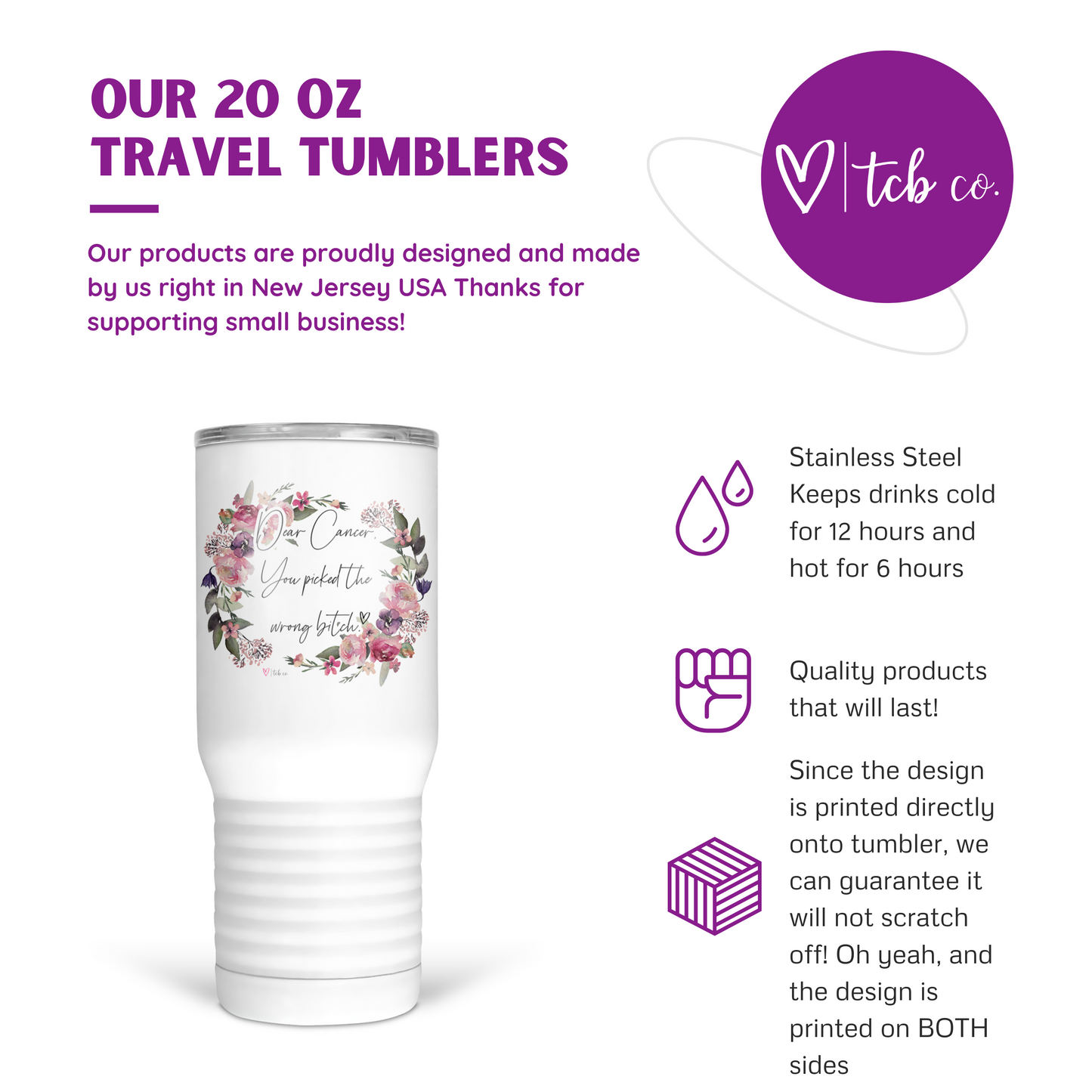 Dear Cancer You Fucked With The Wrong Bitch 20 Oz Travel Tumbler