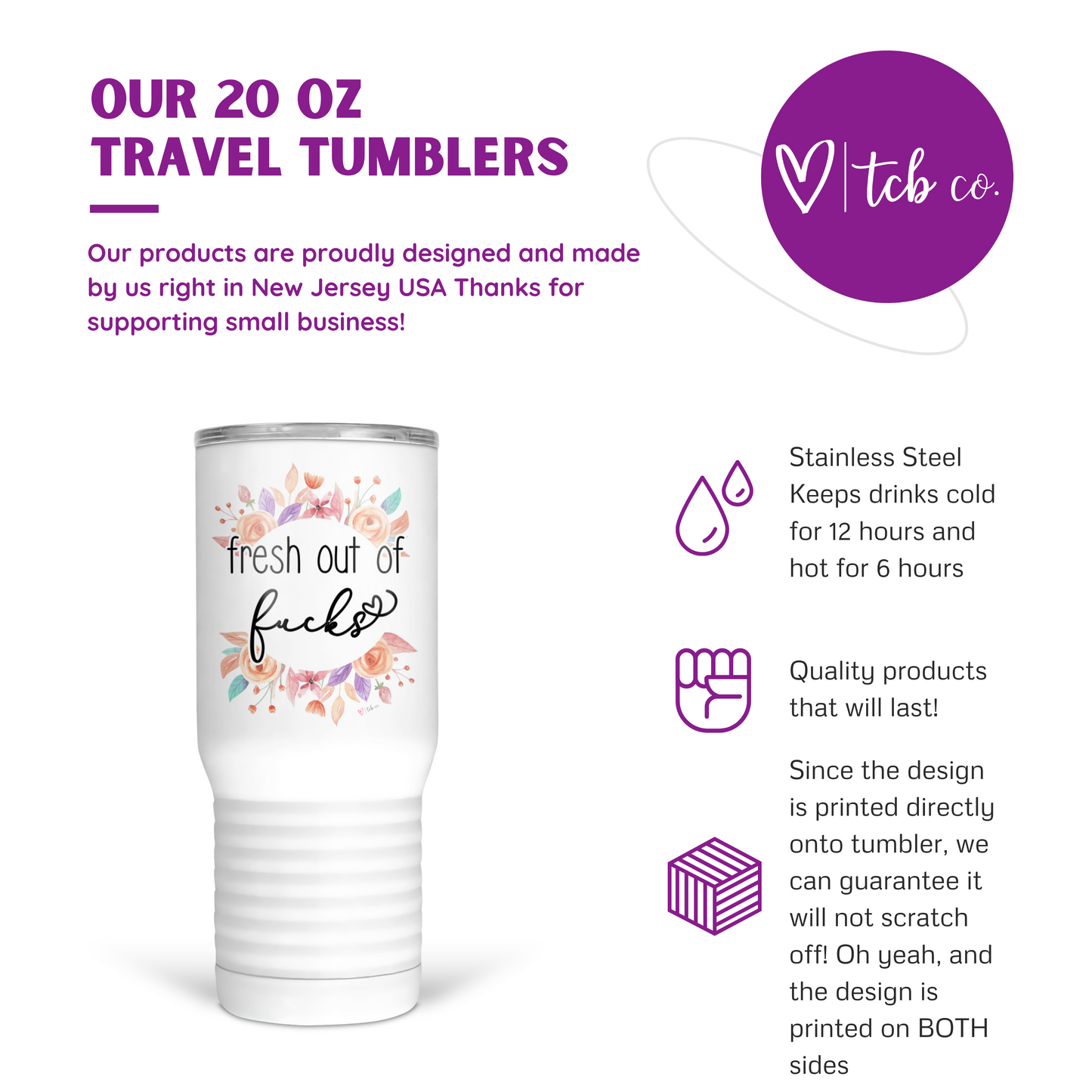 Fresh Out Of Fucks 20 Oz Travel Tumbler