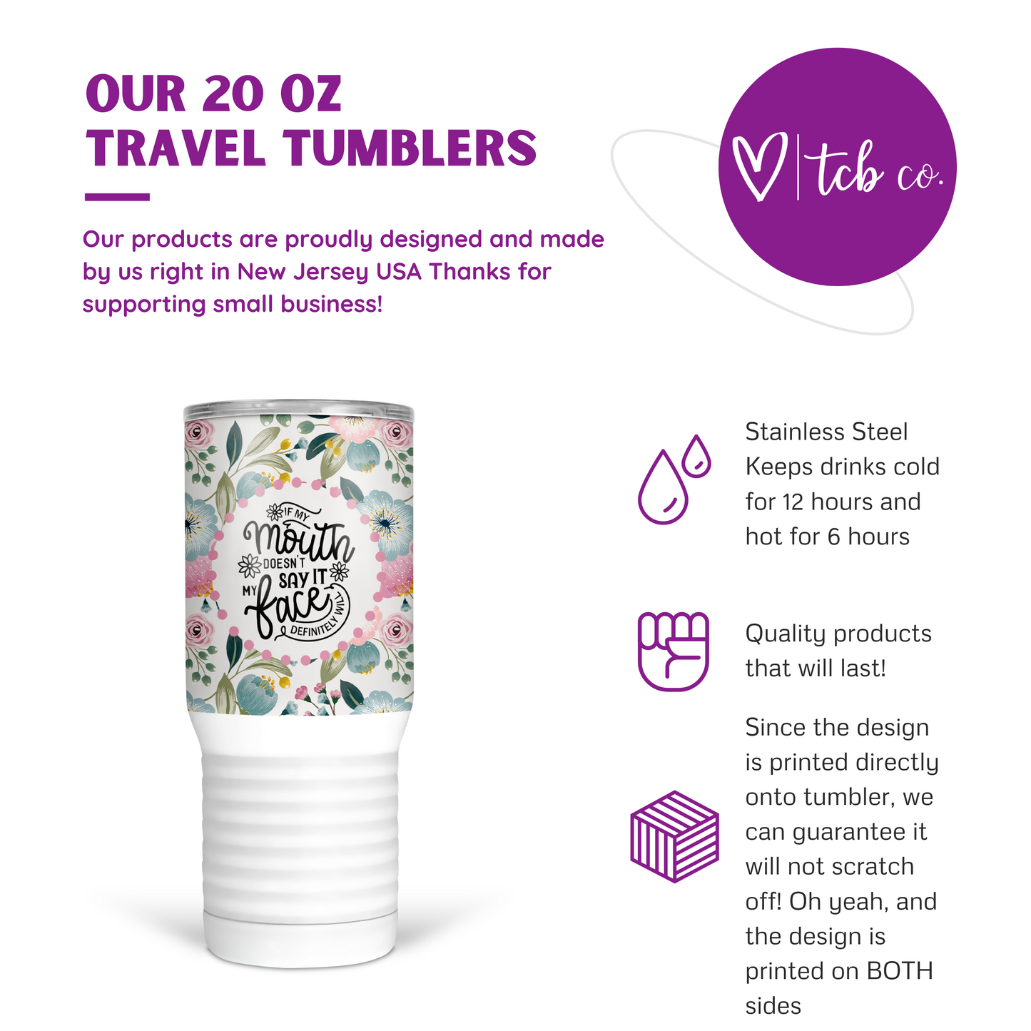 If My Mouth Doesn't Say It My Face Definitely Will 20 Oz Travel Tumbler
