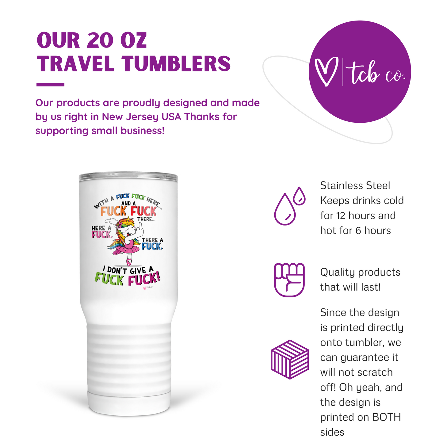 Fuck Fuck Here Unicorn 20 Oz Travel Tumbler