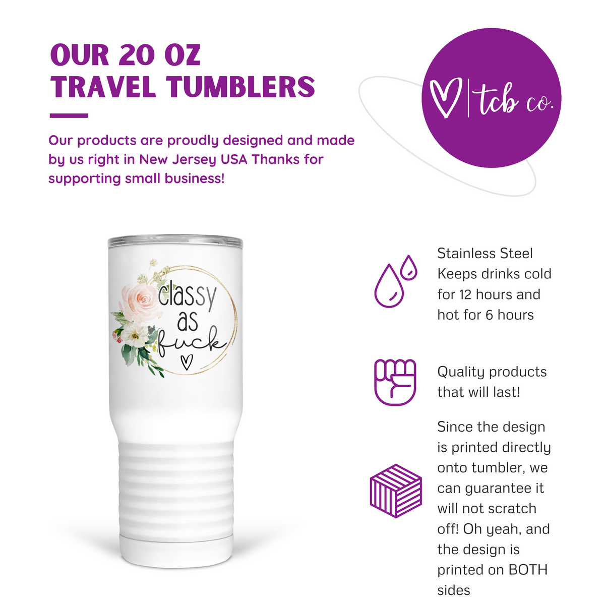 Classy As Fuck 20 Oz Travel Tumbler