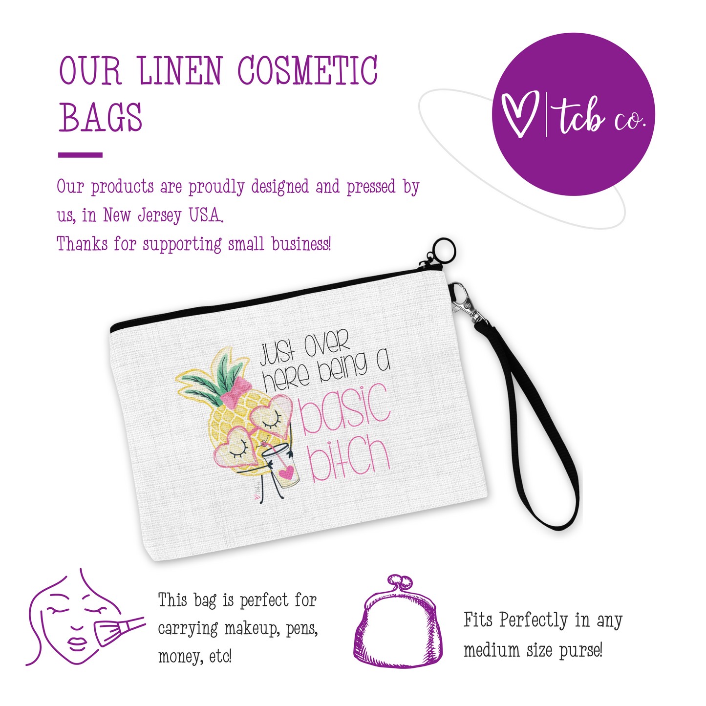 Basic Bitch Pineapple Cosmetic Bag