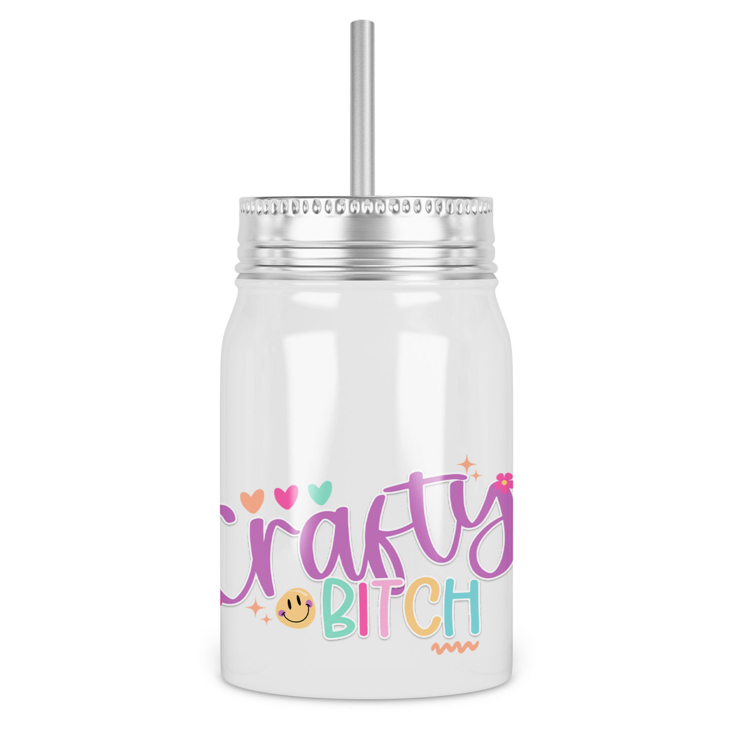 Crafty Bitch Mason Jar With Lid