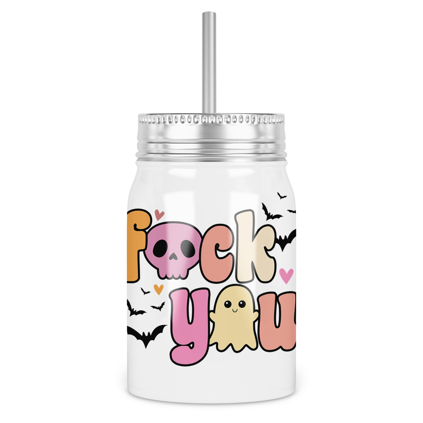 Fuck You Halloween Mason Jar With Lid