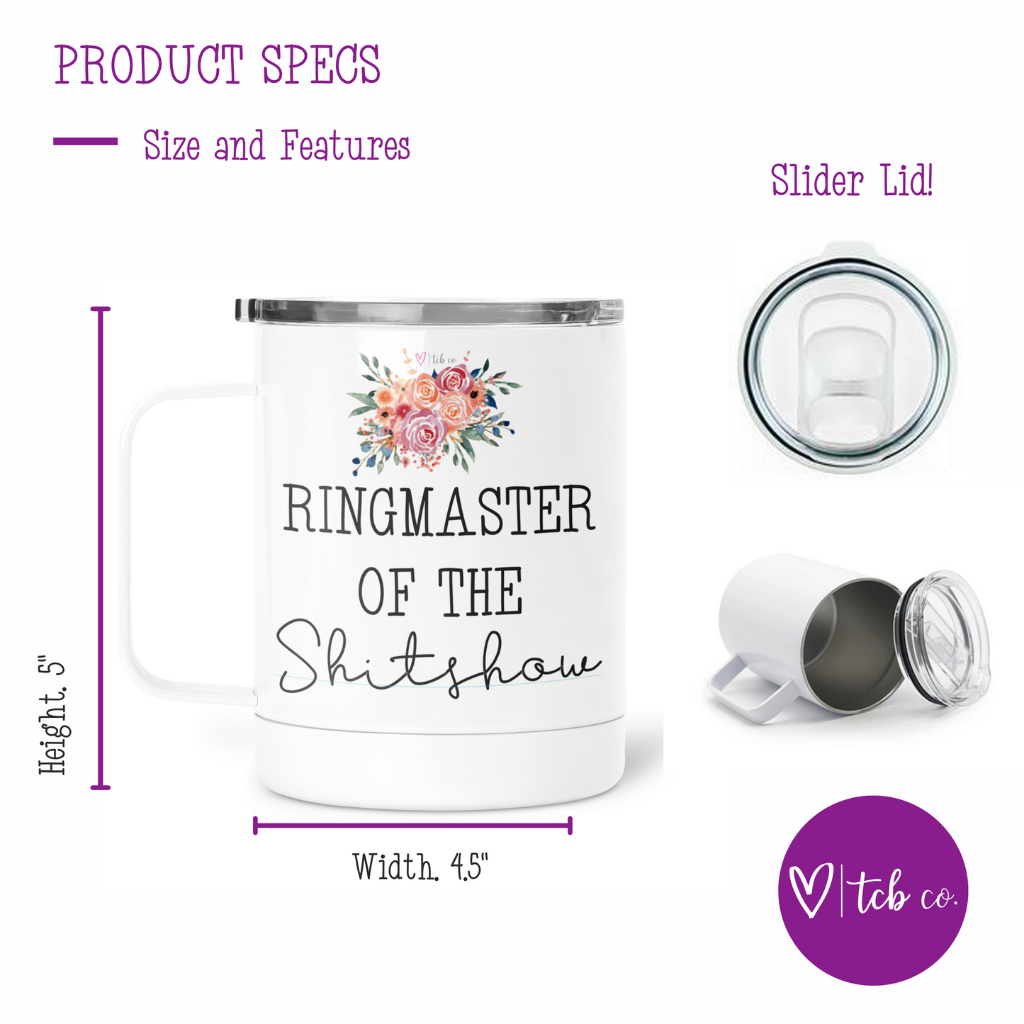 Ringmaster of The Shitshow Mug With Lid