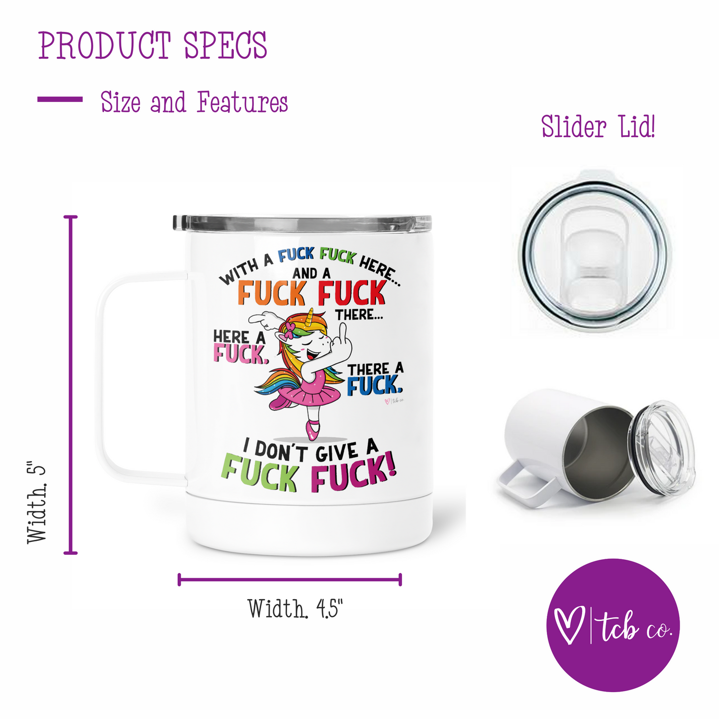 Fuck Fuck Here Unicorn Mug With Lid