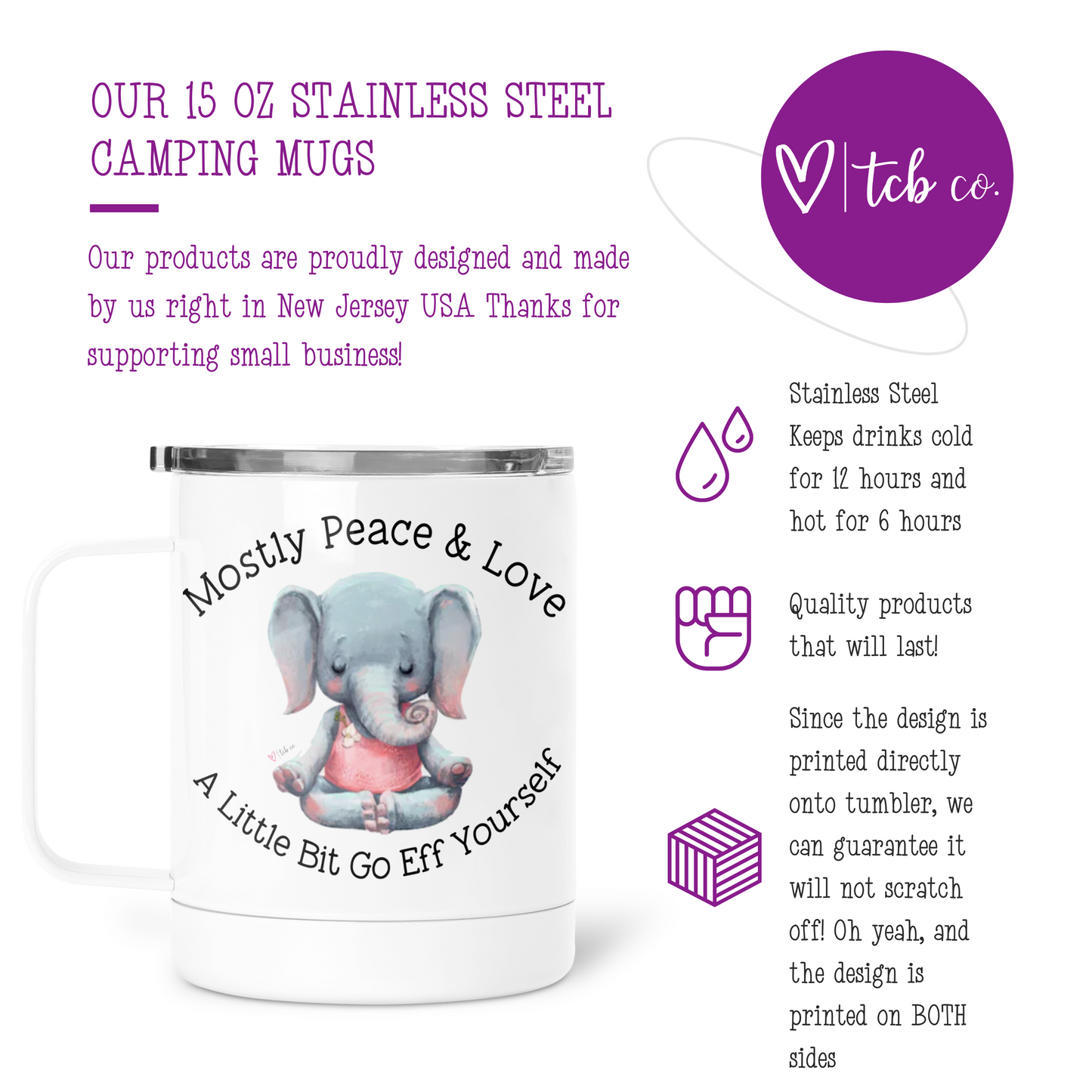 Mostly Peace and Love A Little Bit Go Eff Yourself Mug With Lid