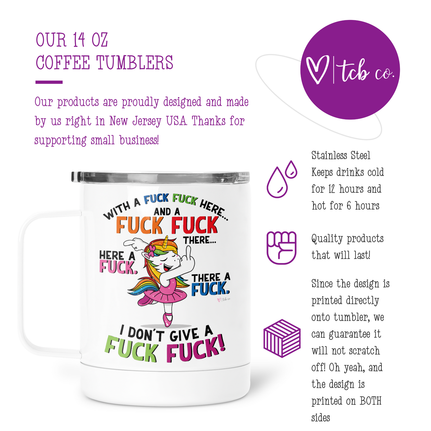 Fuck Fuck Here Unicorn Mug With Lid