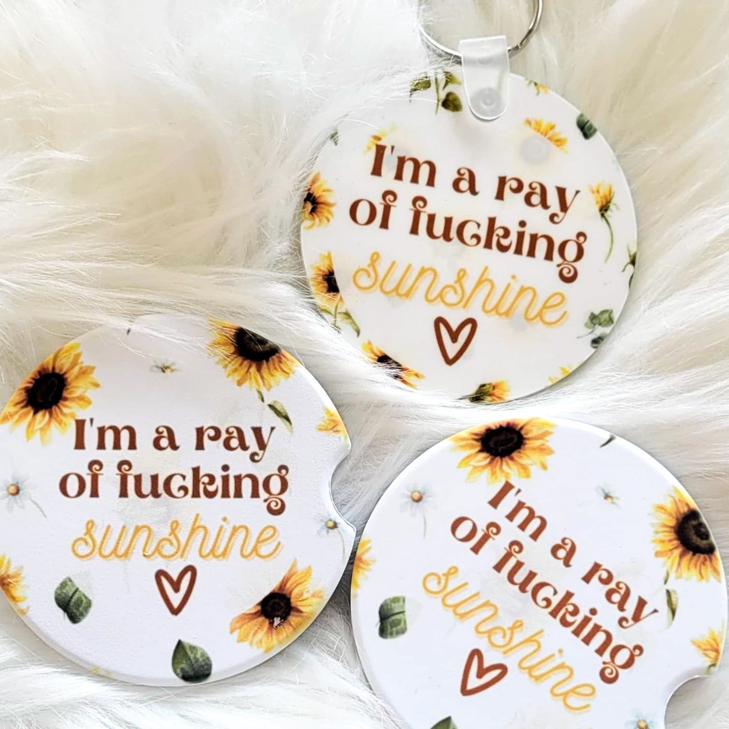 I'm A Ray Of Fucking Sunshine Sandstone Car Coaster Set (Set of 2)