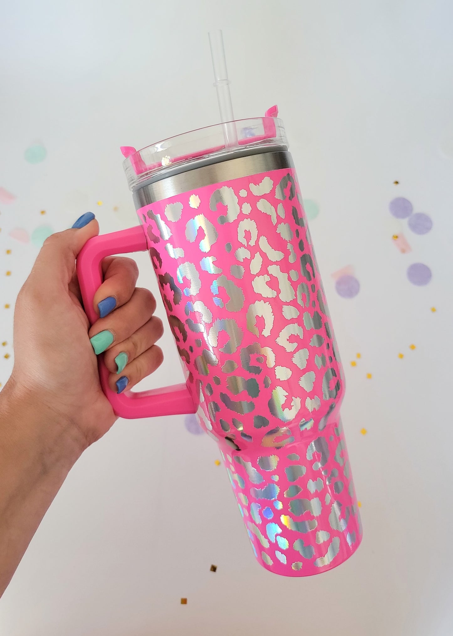 Holographic Leopard Print 40 Oz  Tumbler (Multiple Colors Available)