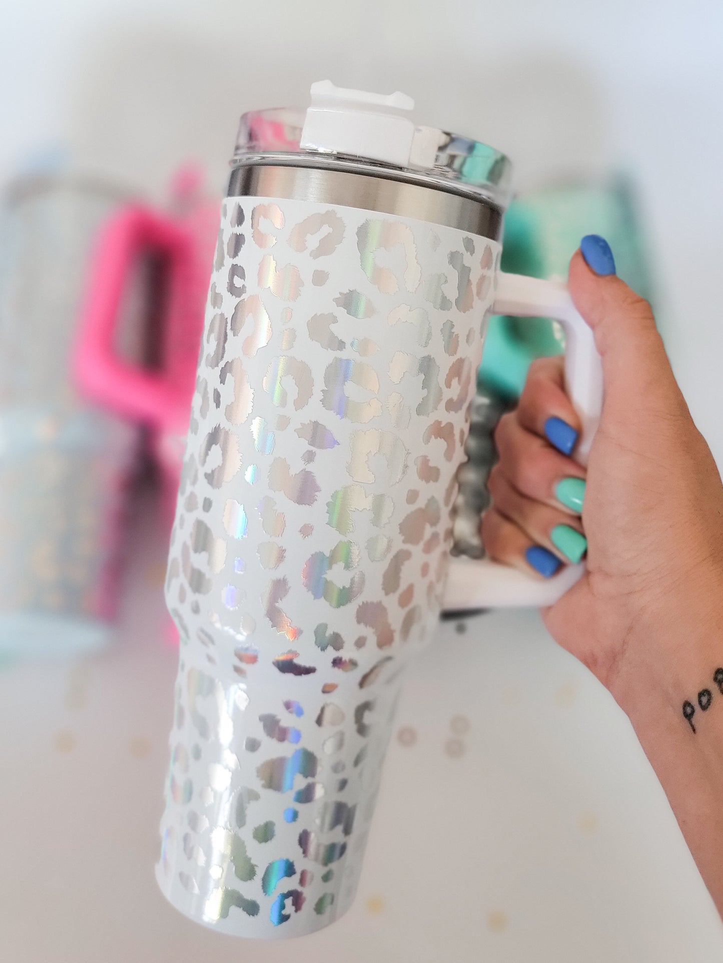 Holographic Leopard Print 40 Oz  Tumbler (Multiple Colors Available)