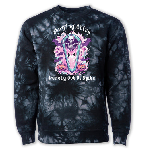 Staying Alive Out Of Spite Tie Dye Crewneck