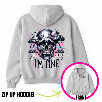 I'm Fine Skeletone Zip-Up Hoodie